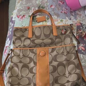 Coach Brown and Tan Shoulder Bag